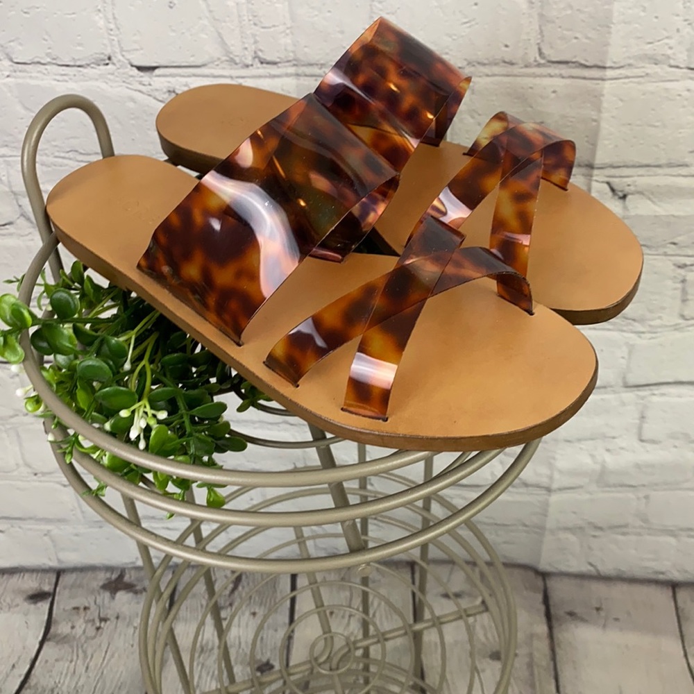 J Crew Tortoise Shell Print Slide On Bali Sandals